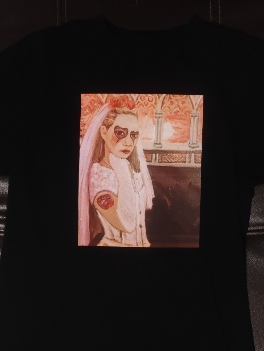 Custom Art Print On InGoodfellow & Co Black Crewneck Tee with White Logo